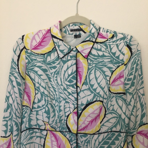 Theory long sleeve leafy pattern dress - Picture 3 of 8